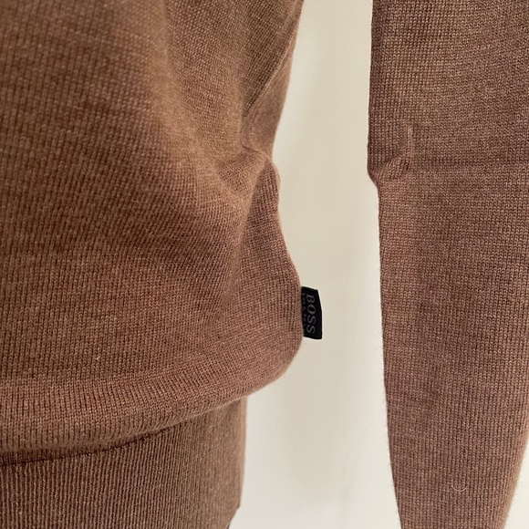 New Hugo Boss Crewneck Brown Camel Wool Sweater Pullover - Picture 6 of 7